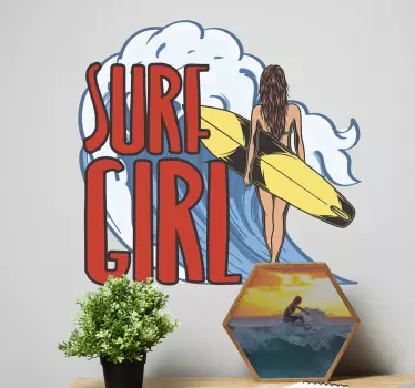 Surfist fata decal de surf - TenStickers