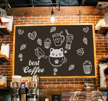 Teme de cafea cu păsări și pisici decal perete alimentar - TenStickers