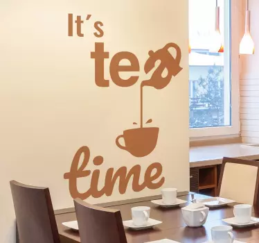 Text ceai timp băutură perete decal - TenStickers