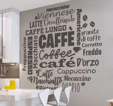 Tipuri de cafea băutură autocolant de perete - TenStickers