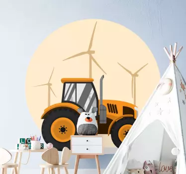 Tractor cu o mochetă de fundal jucărie autocolant - TenStickers