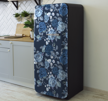 Trandafiri albastru frigider pachet decal - TenStickers