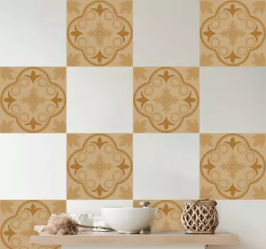 Transfer de țiglă cu model floral vintage bej - TenStickers