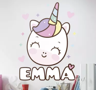 Unicorn cu nume basm de perete autocolant - TenStickers