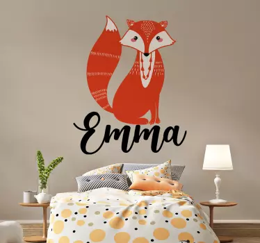 Vulpe nordică cu ilustrație de nume artă de perete - TenStickers