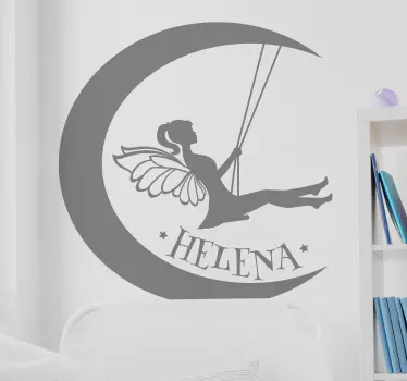 Zâna în lună autocolant personalizat - TenStickers
