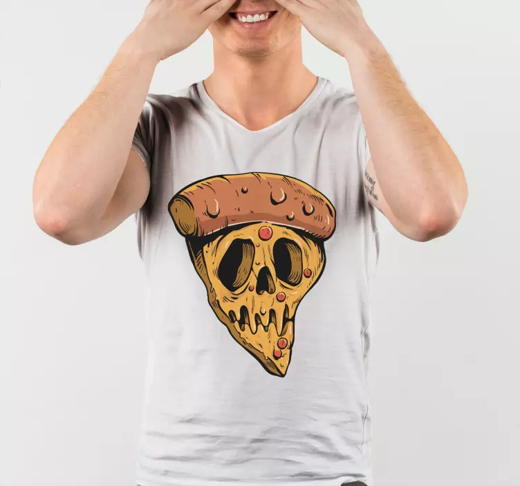 Alt tricou grafica pizza cu craniu - TenStickers