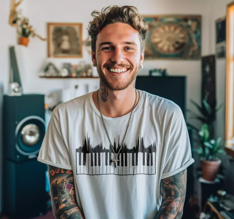 Alt tricou tastatură și undă sonorăTastatură și undă sonoră - TenStickers