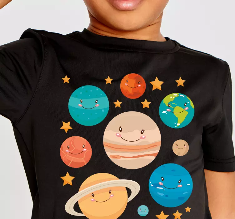 Desen animat smiley planetele tricou pentru copii - TenStickers