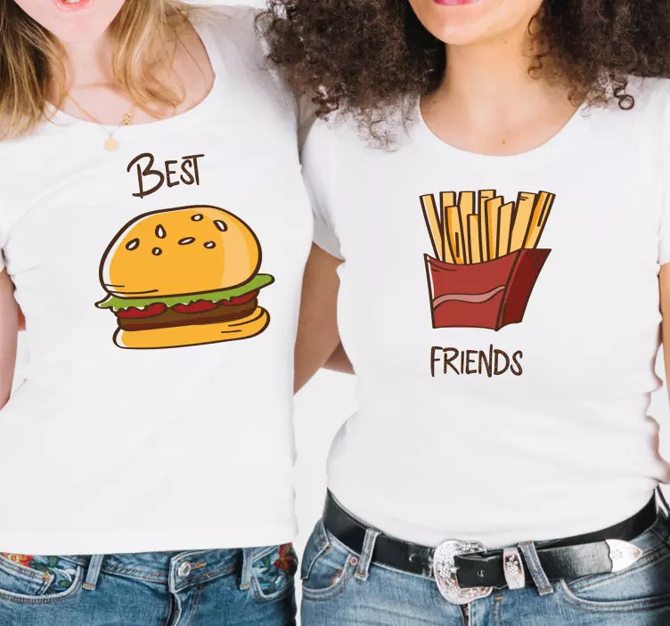Cei mai buni prieteni cartofi prăjiți și hamburger personalizat - TenStickers