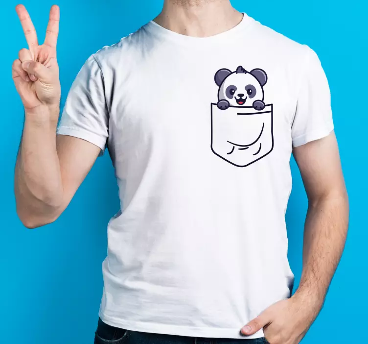 Drăguț buzunar panda tricou personalizat - TenStickers