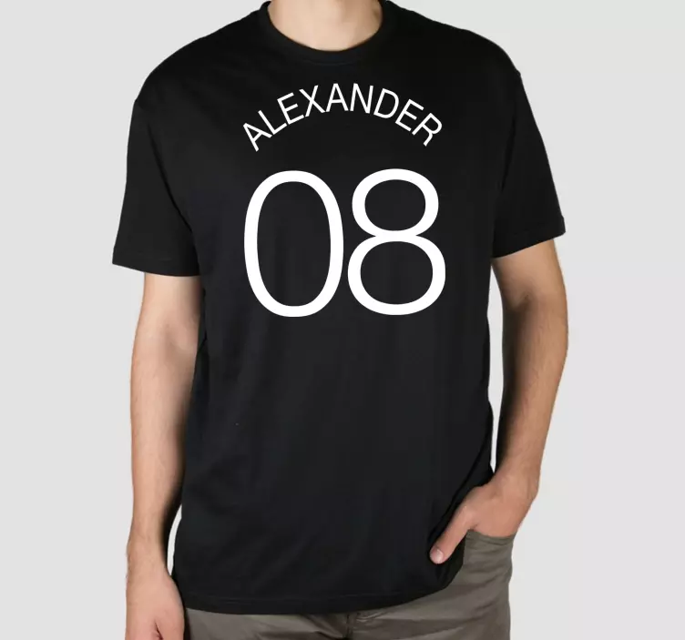 Numărul personalizat alb și numele pe tricouri - TenStickers