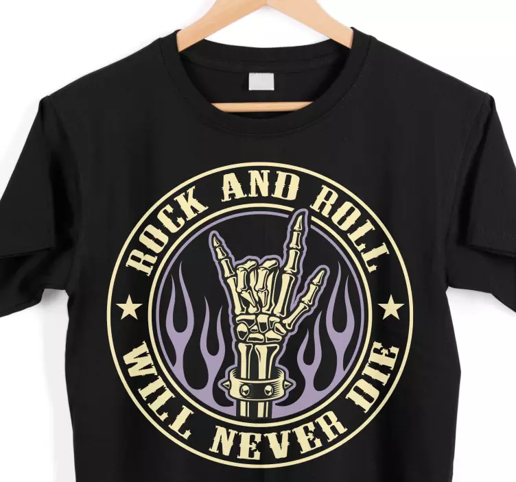 Semn de mână rock în foc cu tricou personalizat text - TenStickers
