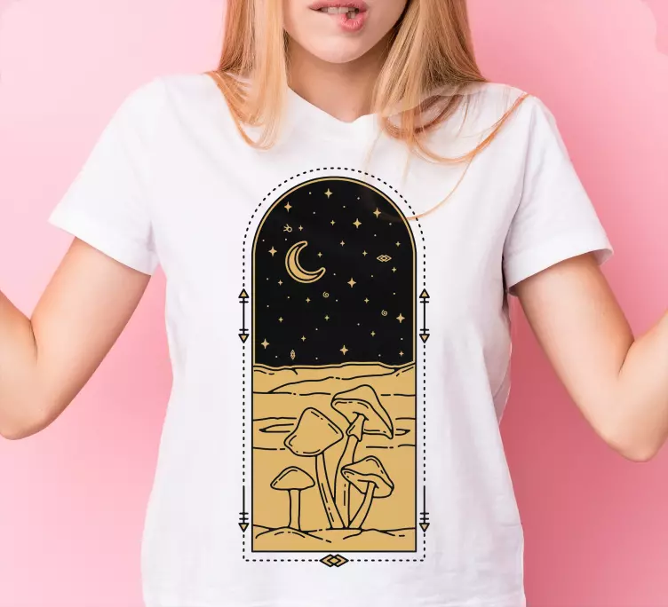 Tricou personalizat ciupercă pe design peisaj - TenStickers