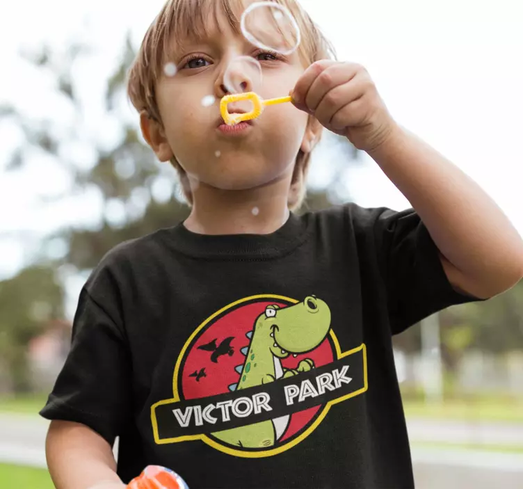 Tricou copii dinosaur din jurassic park cu nume - TenStickers