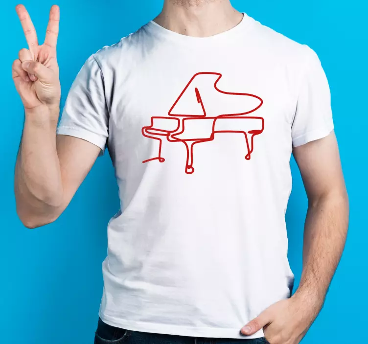 Tricou personalizat de artă de linie de pian drăguț - TenStickers
