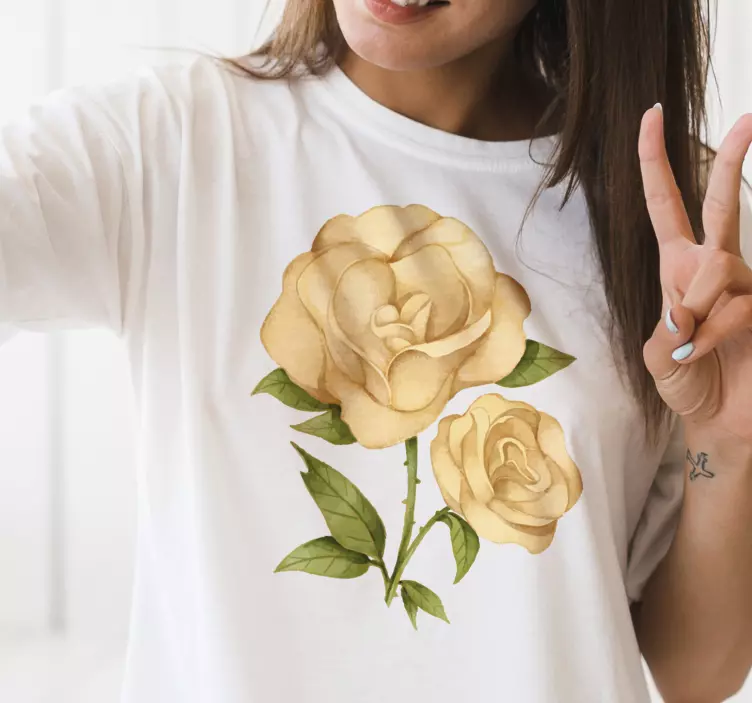 Tricou de flori de trandafir auriu - TenStickers