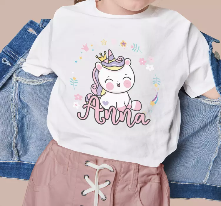 Tricou pentru bebelusi unicorn scandinav cu nume - TenStickers