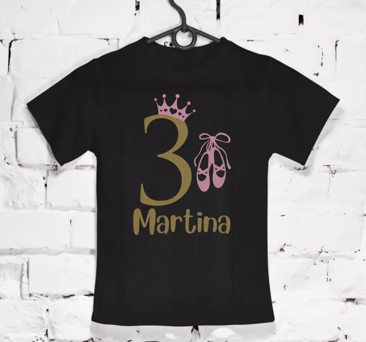 Tricou personalizabil Vârsta și numele personalizate cu prințesa - TenStickers