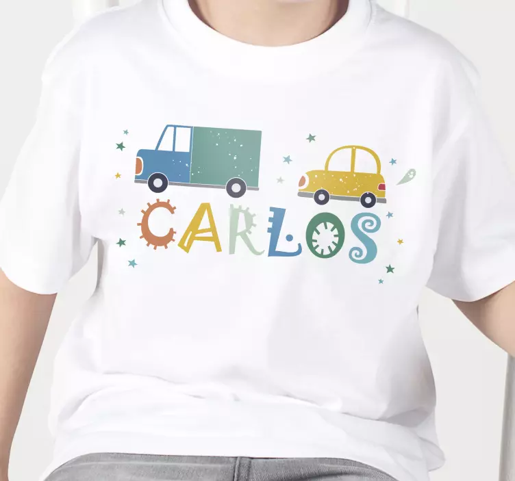 Tricou pentru copii vehicule colorate personalizate - TenStickers