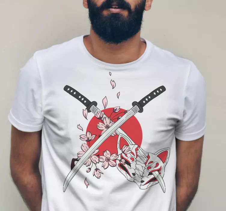 Tricou personalizat săbii japoneze cu flori - TenStickers