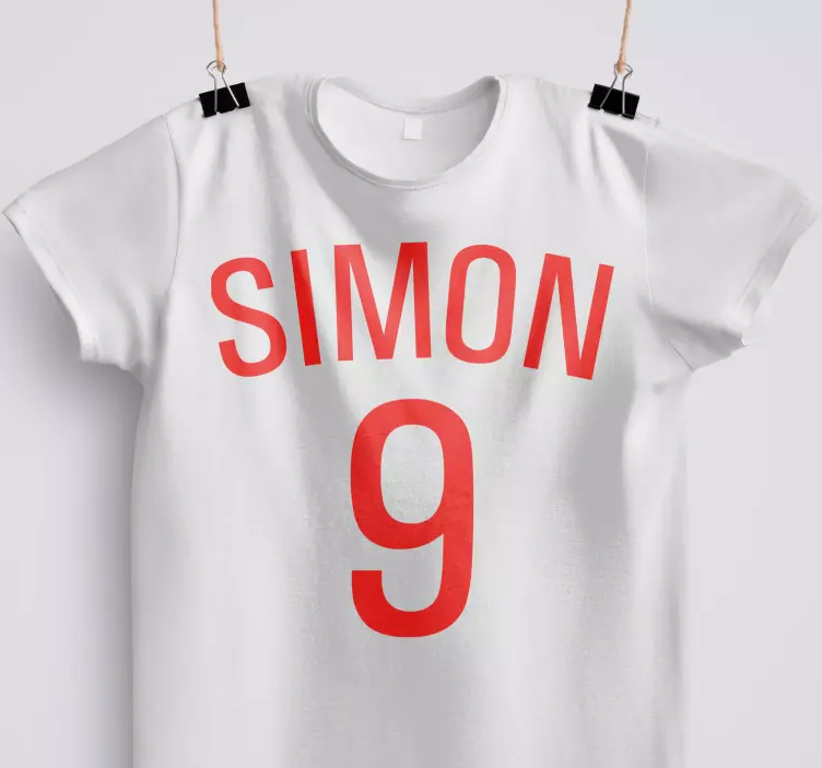 Tricouri roșii cu număr de fotbal cu nume - TenStickers