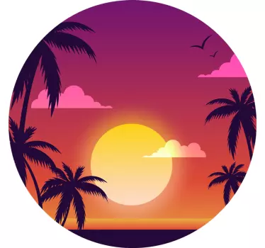 Tricou violet apus de soare și palmieri - TenStickers