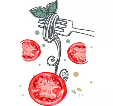 Alt tricou furculiță de tăiței cu roșii - TenStickers