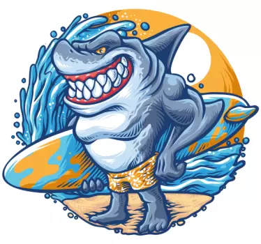 Tricou cu desene animate rechin de surfboard - TenStickers