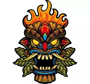 Tricou cu graffiti cu masca de foc tiki - TenStickers