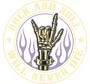 Semn de mână rock în foc cu tricou text - TenStickers