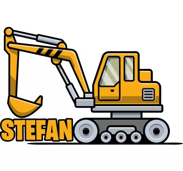 Excavator galben de desene animate cu cămașă pentru copii - TenStickers