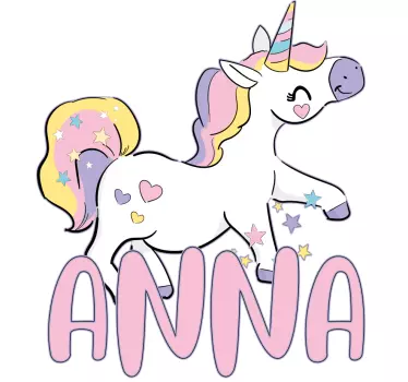 Tricou pentru bebelusi unicorn fericit cu nume - TenStickers