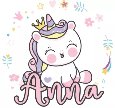 Tricou pentru bebelusi unicorn scandinav cu nume - TenStickers