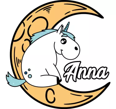 Tricou personalizabil design cu unicorn și lună drăguț - TenStickers