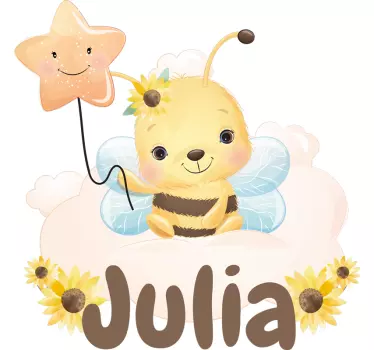 Drăguțe animale albină cu nume tricou bebe - TenStickers