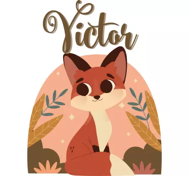 Drăguță vulpe pentru băiat cu nume tricou bebe - TenStickers