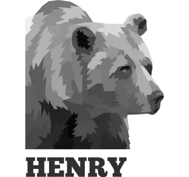 Geometric-animale tricouri urs gri cu nume - TenStickers