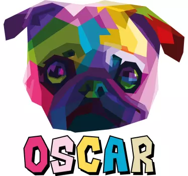 Alt tricou portret colorat de pug - TenStickers