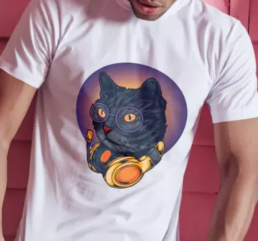 Alt tricou pisică cu căști - TenStickers