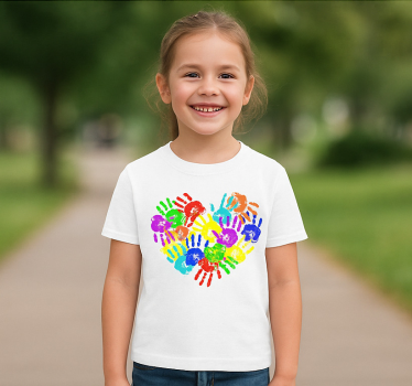 Alt tricou cu amprente de mână în formă de inimă - TenStickers