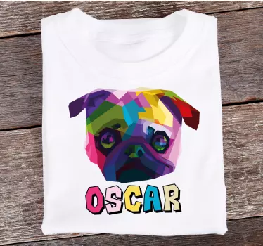Alt tricou portret colorat de pug - TenStickers