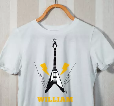 Chitara electrica desenata manual cu tricou cu nume - TenStickers