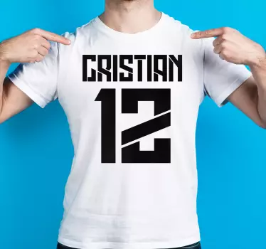 Design negru cu tricouri cu număr de fotbal cu nume - TenStickers