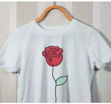 Drăguț trandafir roșu tricou cu design artistic în linie - TenStickers