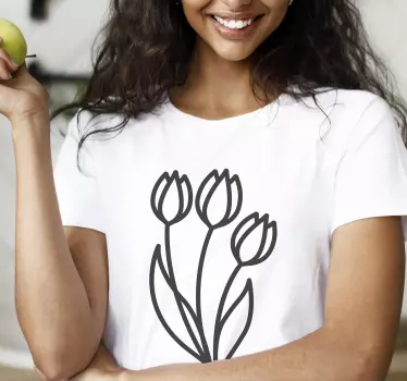 Drăguță linie de design de tricou cu lalele - TenStickers