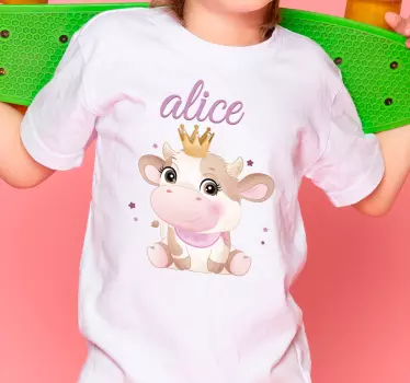 Drăguță vaca pentru fată cu nume de tricou pentru bebeluși - TenStickers