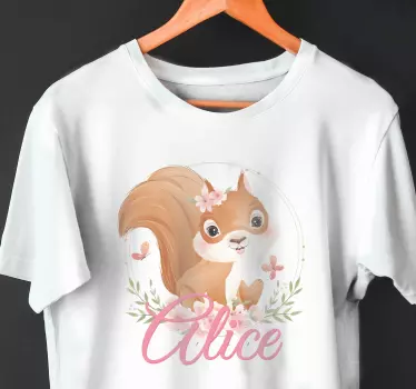 Drăguță veveriță pentru fată cu nume tricou bebe - TenStickers