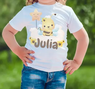 Drăguțe animale albină cu nume tricou bebe - TenStickers