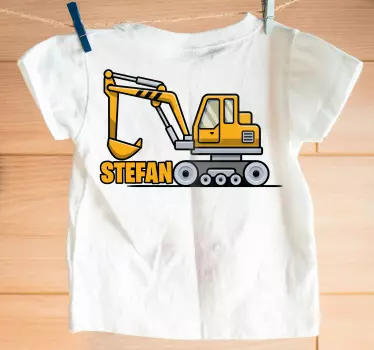 Excavator galben de desene animate cu cămașă pentru copii - TenStickers